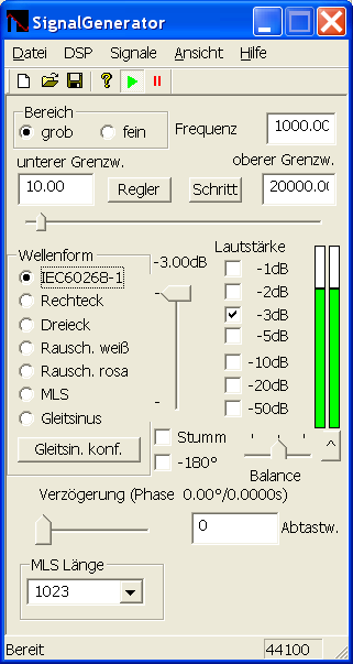 signalgenerator de IEC602681 1 program noise